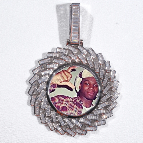 Large 3D Baguette Custom Picture Pendant