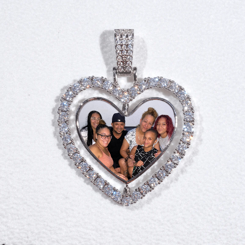 3D Spinning 2-Faced Heart Custom Picture Pendant