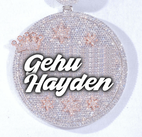 CUSTOM LETTER NECKLACE 3D BIG CROWN DISC