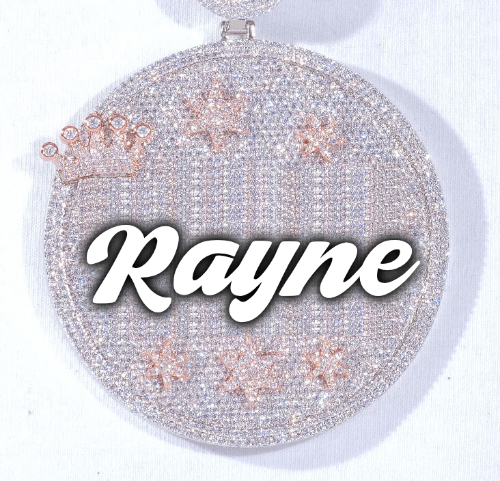 CUSTOM LETTER NECKLACE 3D BIG CROWN DISC
