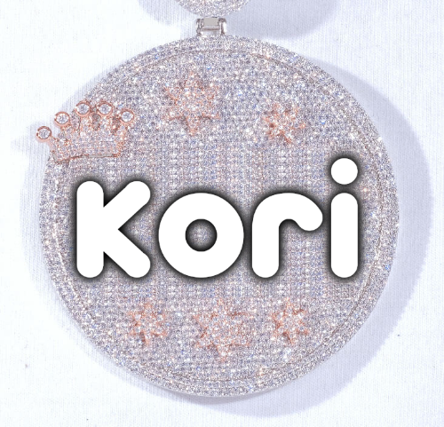 CUSTOM LETTER NECKLACE 3D BIG CROWN DISC