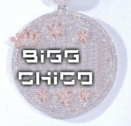 CUSTOM LETTER NECKLACE 3D BIG CROWN DISC