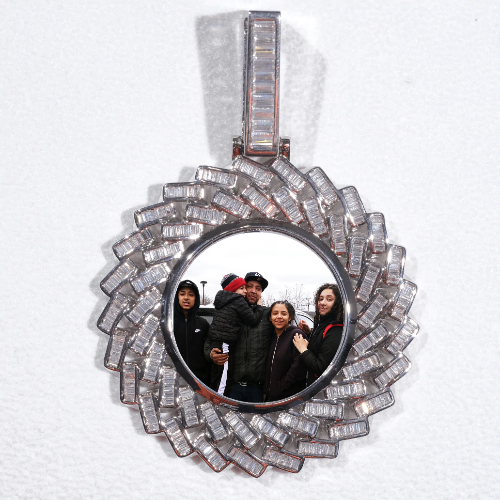 Large 3D Baguette Custom Picture Pendant