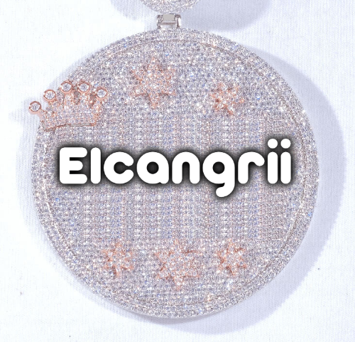 CUSTOM LETTER NECKLACE 3D BIG CROWN DISC