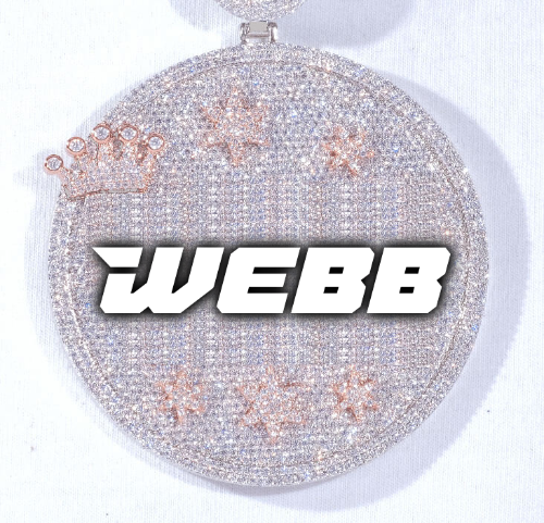 CUSTOM LETTER NECKLACE 3D BIG CROWN DISC