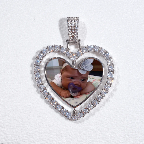 3D Spinning 2-Faced Heart Custom Picture Pendant