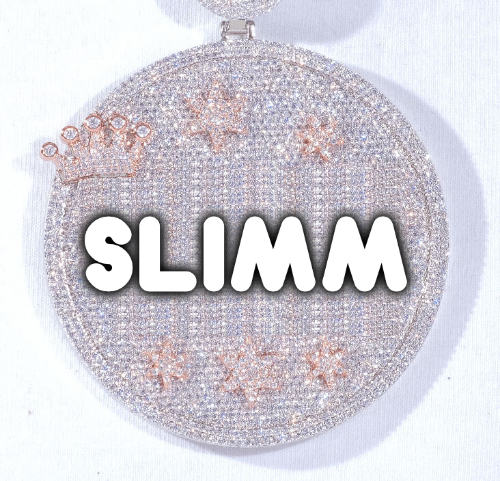 CUSTOM LETTER NECKLACE 3D BIG CROWN DISC
