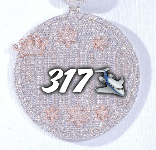 CUSTOM LETTER NECKLACE 3D BIG CROWN DISC