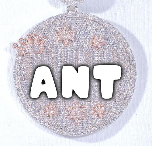 CUSTOM LETTER NECKLACE 3D BIG CROWN DISC