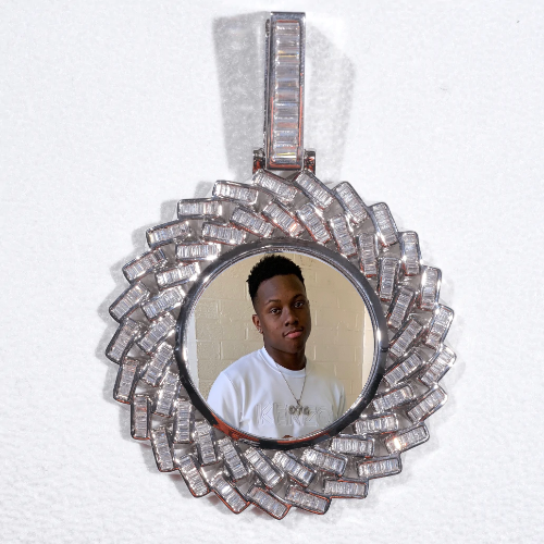Large 3D Baguette Custom Picture Pendant