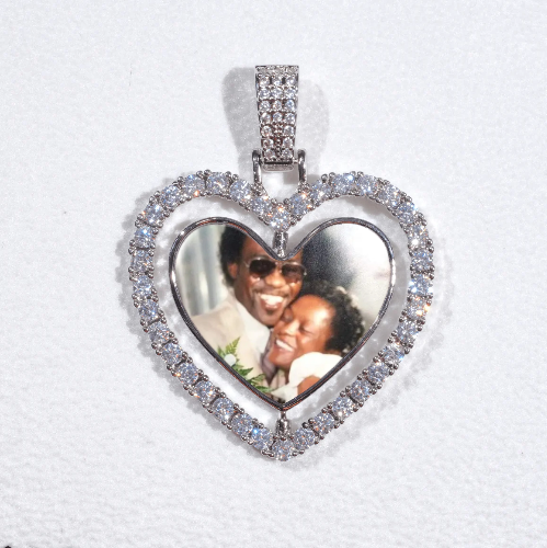 3D Spinning 2-Faced Heart Custom Picture Pendant