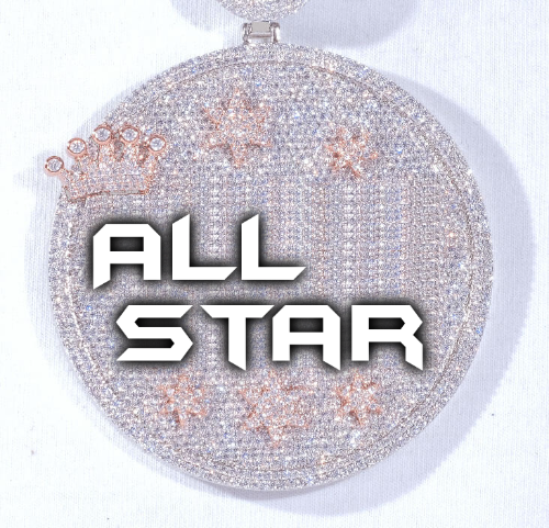 CUSTOM LETTER NECKLACE 3D BIG CROWN DISC