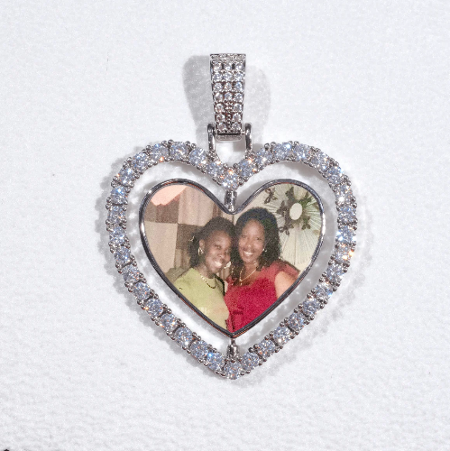 3D Spinning 2-Faced Heart Custom Picture Pendant