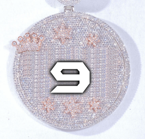 CUSTOM LETTER NECKLACE 3D BIG CROWN DISC