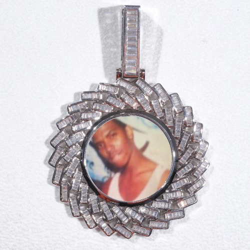 Large 3D Baguette Custom Picture Pendant