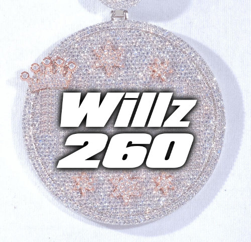 CUSTOM LETTER NECKLACE 3D BIG CROWN DISC