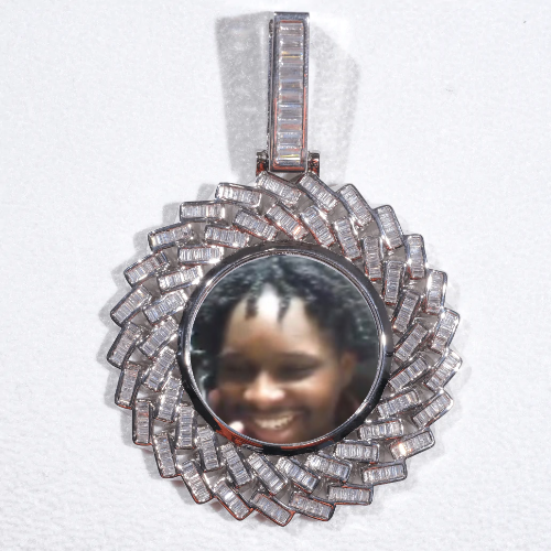 Large 3D Baguette Custom Picture Pendant