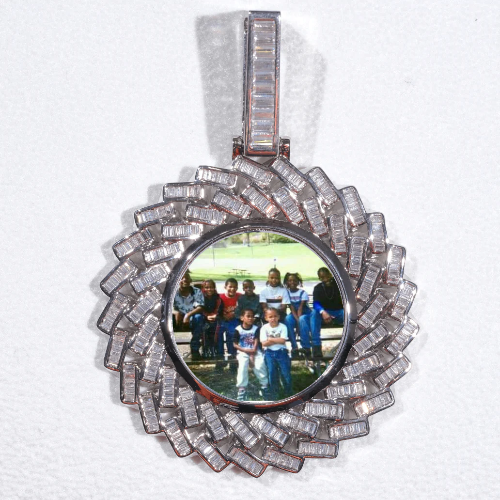 Large 3D Baguette Custom Picture Pendant