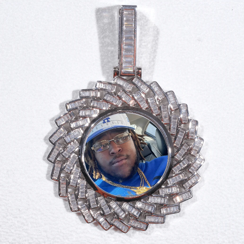 Large 3D Baguette Custom Picture Pendant