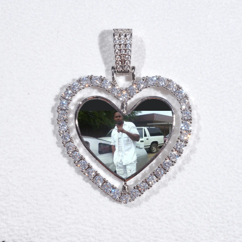 3D Spinning 2-Faced Heart Custom Picture Pendant