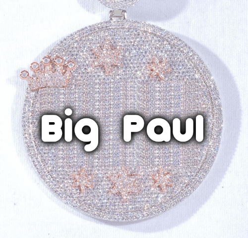CUSTOM LETTER NECKLACE 3D BIG CROWN DISC