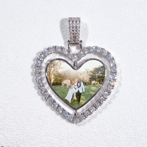 3D Spinning 2-Faced Heart Custom Picture Pendant