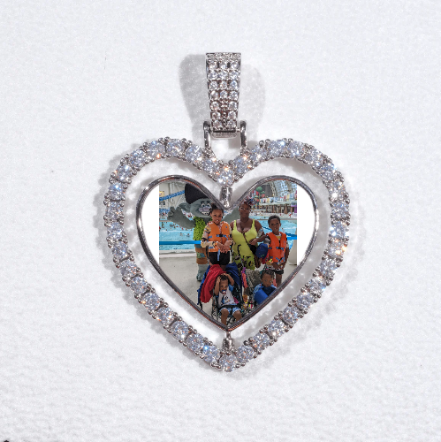 3D Spinning 2-Faced Heart Custom Picture Pendant