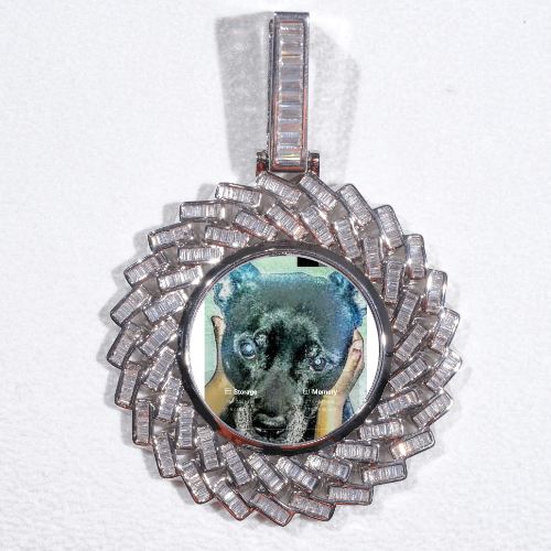 Large 3D Baguette Custom Picture Pendant