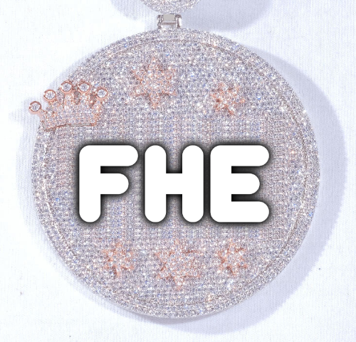 CUSTOM LETTER NECKLACE 3D BIG CROWN DISC