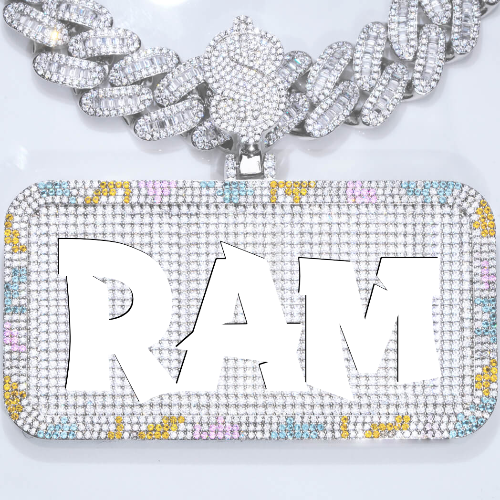 CUSTOM LETTER NECKLACE 3D COLORFUL SQUARE