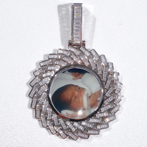 Large 3D Baguette Custom Picture Pendant