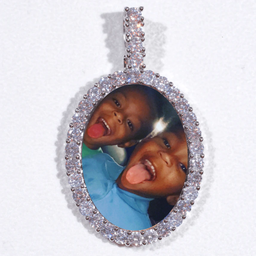 Large 3D Oval Custom Picture Pendant