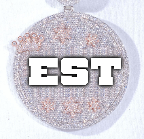 CUSTOM LETTER NECKLACE 3D BIG CROWN DISC