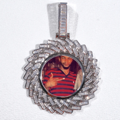 Large 3D Baguette Custom Picture Pendant