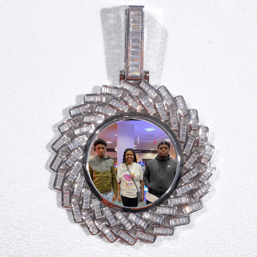 Large 3D Baguette Custom Picture Pendant