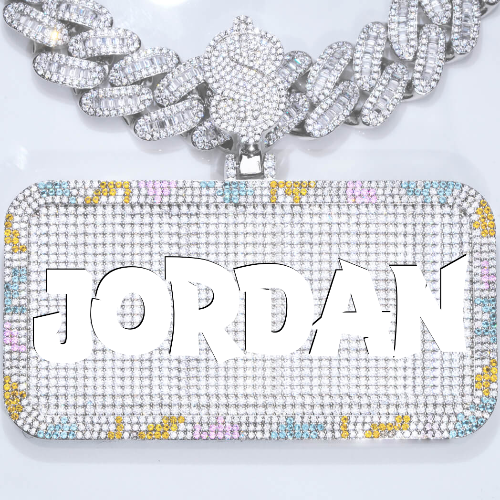 CUSTOM LETTER NECKLACE 3D COLORFUL SQUARE