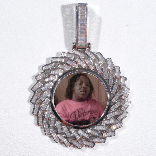 Large 3D Baguette Custom Picture Pendant
