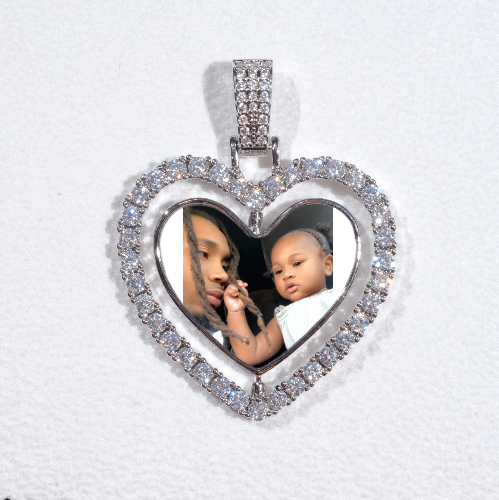 3D Spinning 2-Faced Heart Custom Picture Pendant