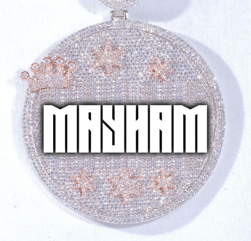 CUSTOM LETTER NECKLACE 3D BIG CROWN DISC