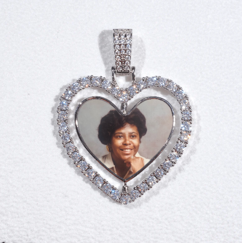 3D Spinning 2-Faced Heart Custom Picture Pendant