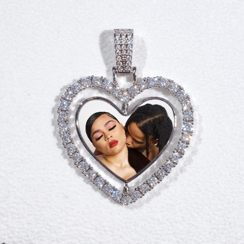 3D Spinning 2-Faced Heart Custom Picture Pendant