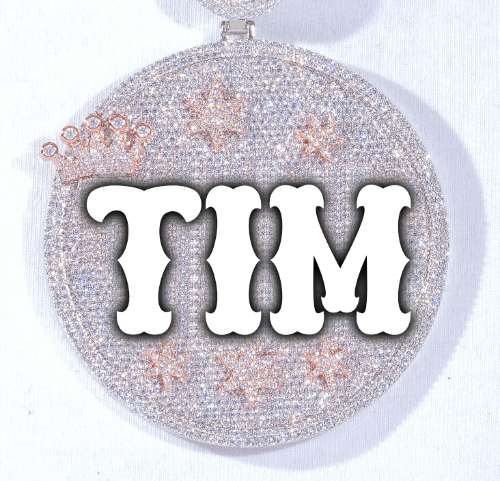 CUSTOM LETTER NECKLACE 3D BIG CROWN DISC