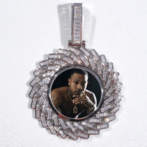 Large 3D Baguette Custom Picture Pendant