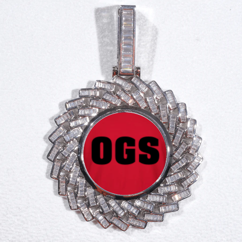 Large 3D Baguette Custom Picture Pendant