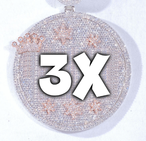 CUSTOM LETTER NECKLACE 3D BIG CROWN DISC