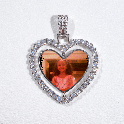 3D Spinning 2-Faced Heart Custom Picture Pendant
