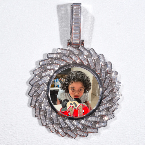 Large 3D Baguette Custom Picture Pendant