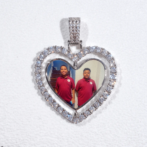 3D Spinning 2-Faced Heart Custom Picture Pendant