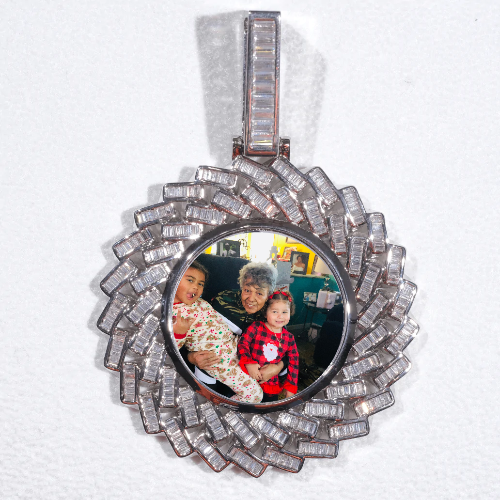 Large 3D Baguette Custom Picture Pendant