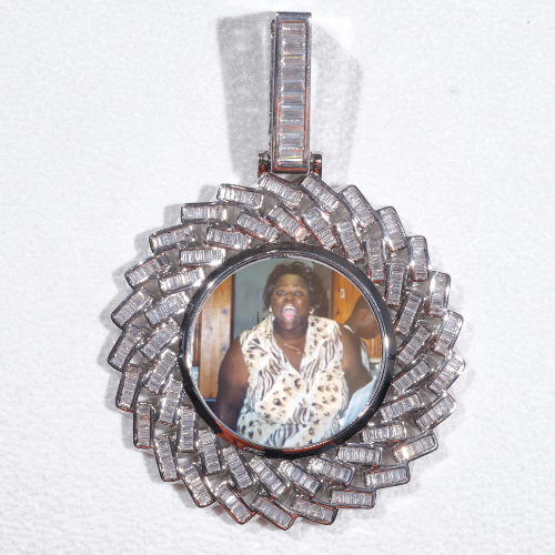 Large 3D Baguette Custom Picture Pendant